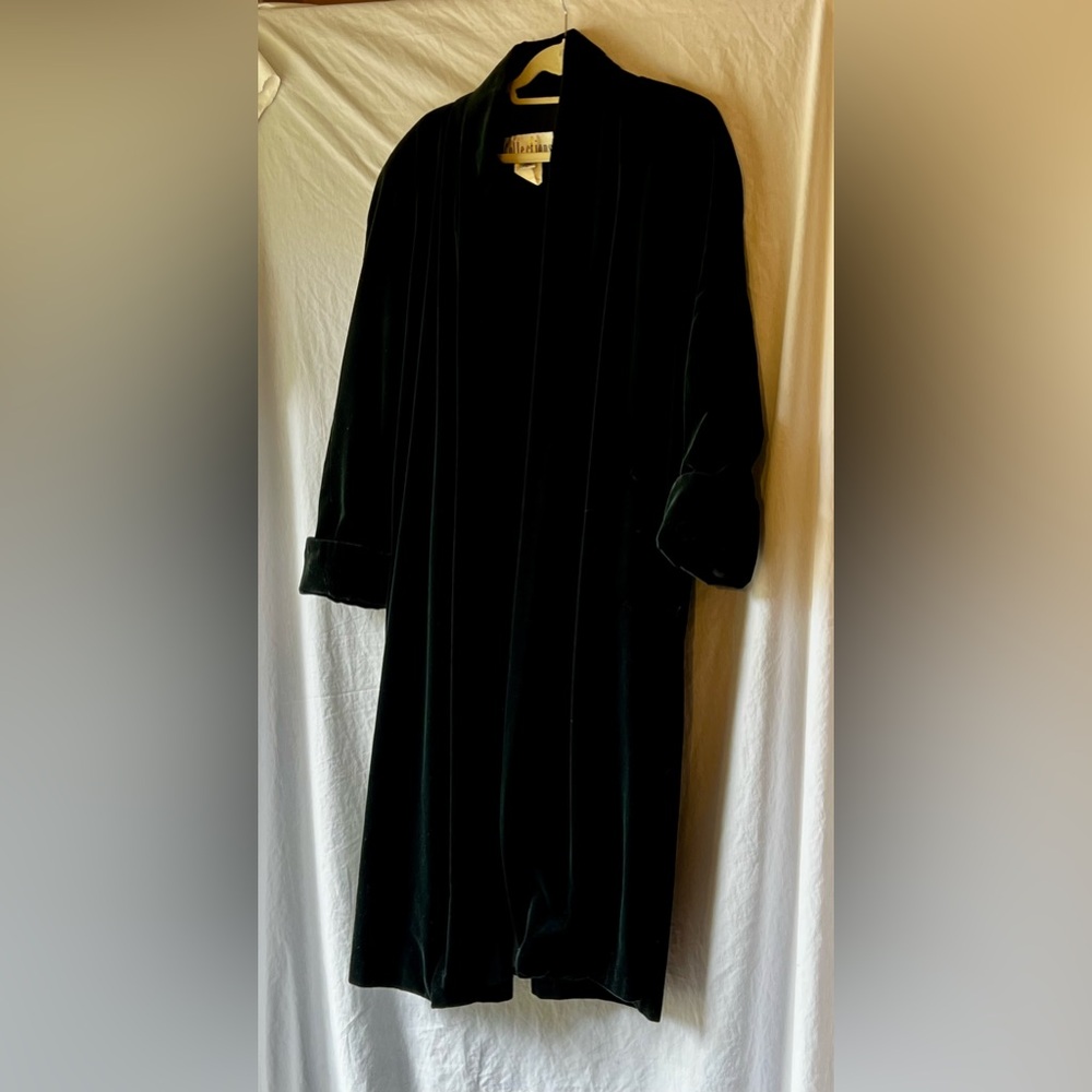 Vintage Recollections black, full length velvet opera coat